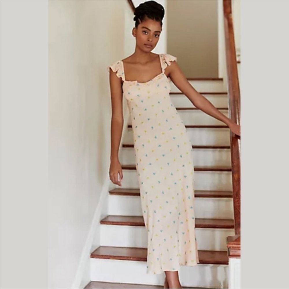 Anthropologie Scallop Babydoll Flutter Sleeve Midi Dress | L